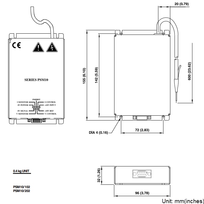 Mechanical Drawing - Advanced Energy / HiTek PSM10 Power Supply Modules